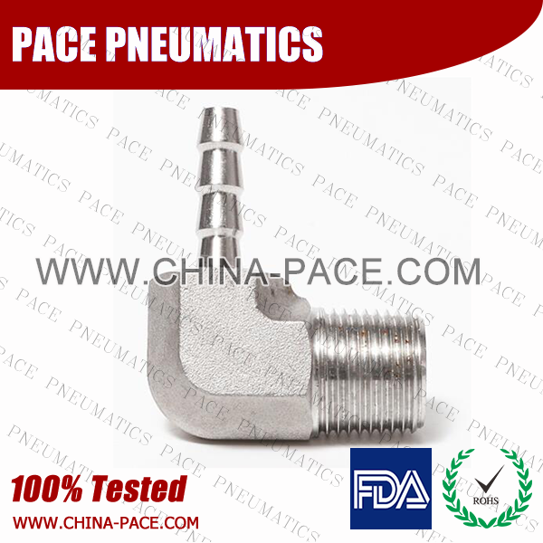 Stainless Steel Hose Barb Fittings, Male Elbow